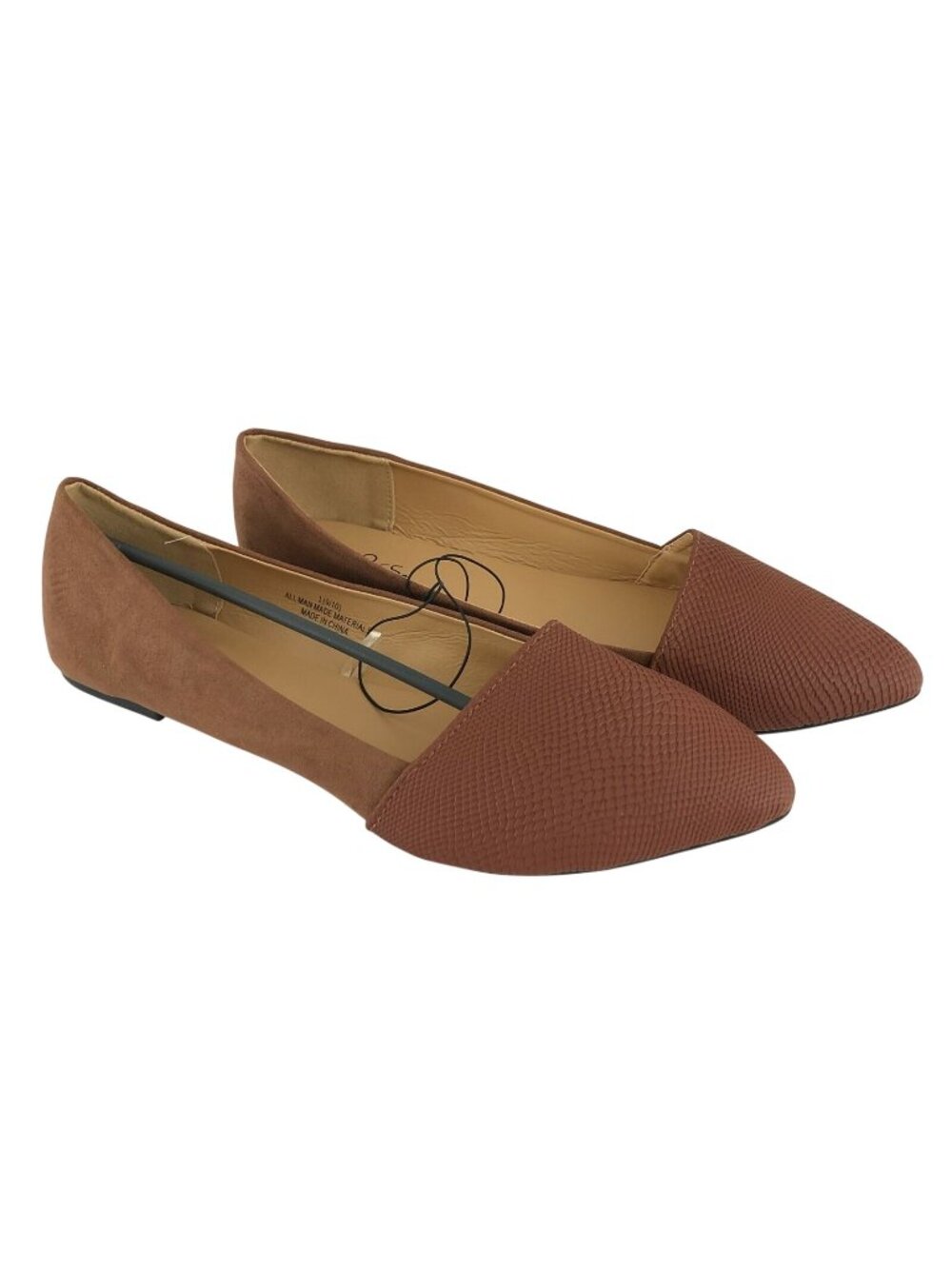 Sh18es Womens Flats Loafers Pointed Toe Faux Snake Skin Slip On Brown Size 9/10